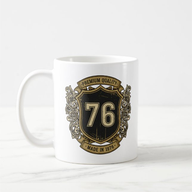 Vintage Crest Tillverkad 1976 Design av Premiumkva Kaffemugg (Vänster)
