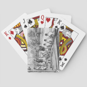 Vintage Crew Roddare i båt vid bryggan Spelar Ca Casinokort