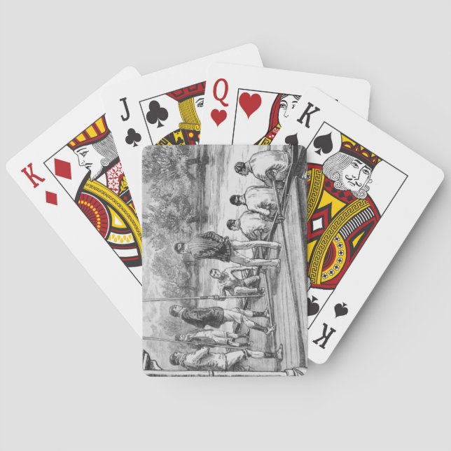 Vintage Crew Rowers i båt vid dockan Casinokort (Baksidan)