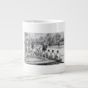 Vintage Crew Rowers in boat at the dock Jumbo Mugg