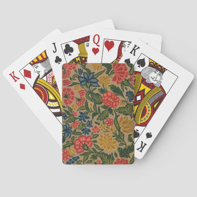Vintage Crewel Blommig Broderimönster Casinokort (Baksidan)