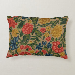 Vintage Crewel Blommig Broderimönster Prydnadskudde