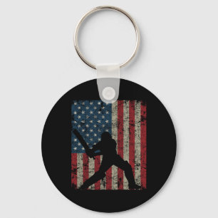 Vintage Cricket American Flagga 4 juli Patrioti Nyckelring