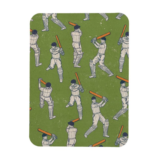 Vintage Cricket-mönster Magnet (Vertikal)