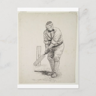 Vintage cricket-spelare vykort