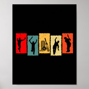 Vintage cricketspelare Tter Bowler Retro Poster
