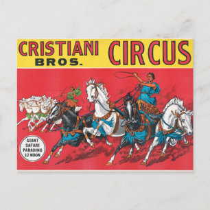 Vintage Cristiani Brothers Circus Poster Vykort