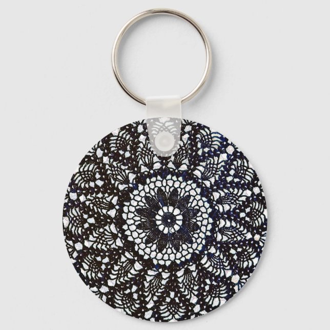 Vintage Crochet Doily Keychain Nyckelring (Framsida)