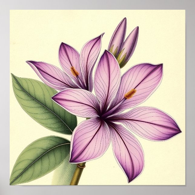 Vintage Crocus på Väderbitat Papper Poster (Framsidan)