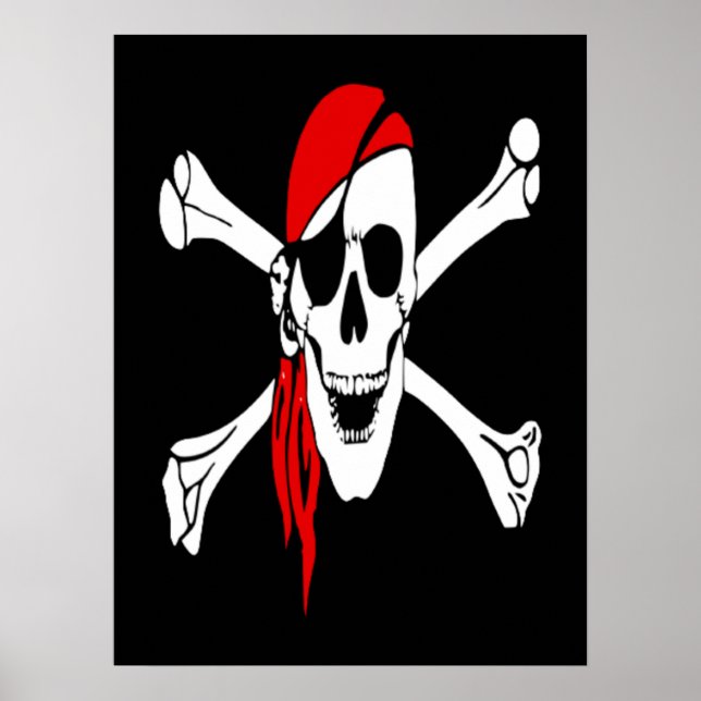 Vintage Crossbone Pirat vid Sea Poster (Framsidan)