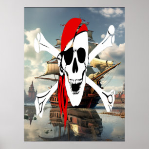 Vintage Crossbones Pirat till sjöss Poster