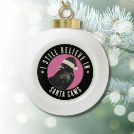 Vintage Crow Santa Caws Pink and Black Retro Julgranskula Keramik