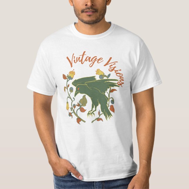 Vintage Crow Visions Herr T-Shirt (Framsida)