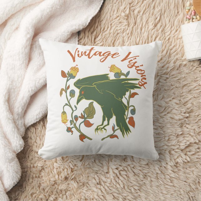 Vintage Crow Visions Kastkudde Kudde (Filt)