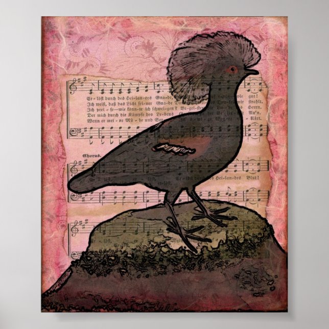 Vintage Crowned Bird Poster (Framsidan)