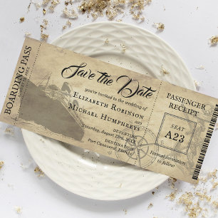 Vintage Cruise Boarding Pass   Spara datum Spara Datumet