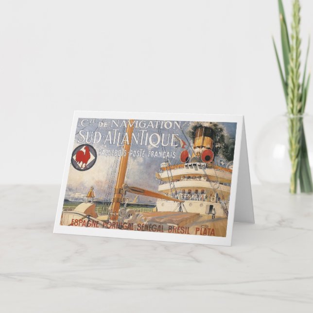 Vintage Cruise Frakt Bon Vayage Travel Kort (Framsida)