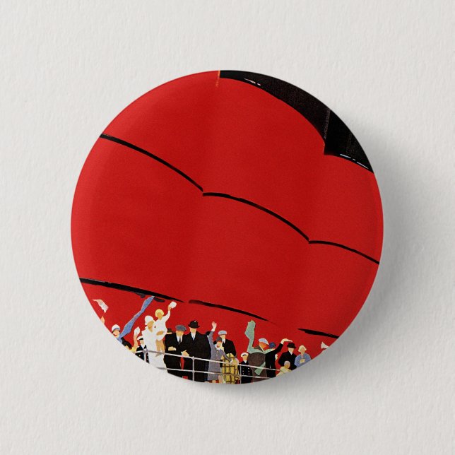 Vintage Cruise Frakt Passenger Waves Adjö Knapp (Framsida)