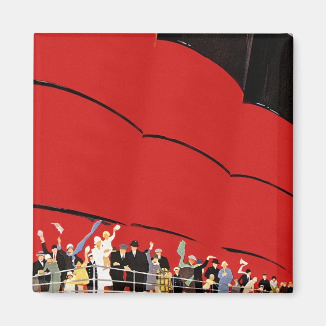 Vintage Cruise Frakt Passenger Waves Adjö Magnet (Framsidan)