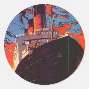 Vintage Cruise Frakt Vacation Travel Promo Runt Klistermärke