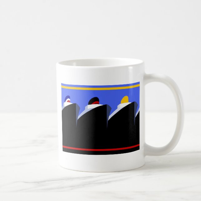 Vintage Cruise Fraktass Art Deco Poster Kaffemugg (Höger)