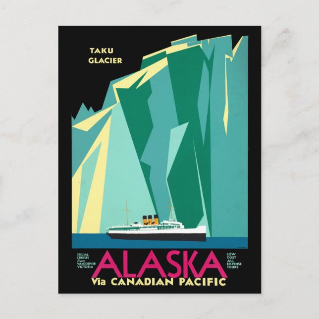 Vintage Cruise Line Alaska Glacier Travel Vykort (Framsida)
