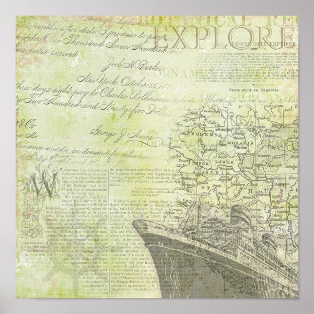 Vintage Cruise Liner. Poster (Framsidan)