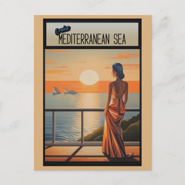Vintage Cruise Mediterranean Sea Travel Vykort (Framsida)