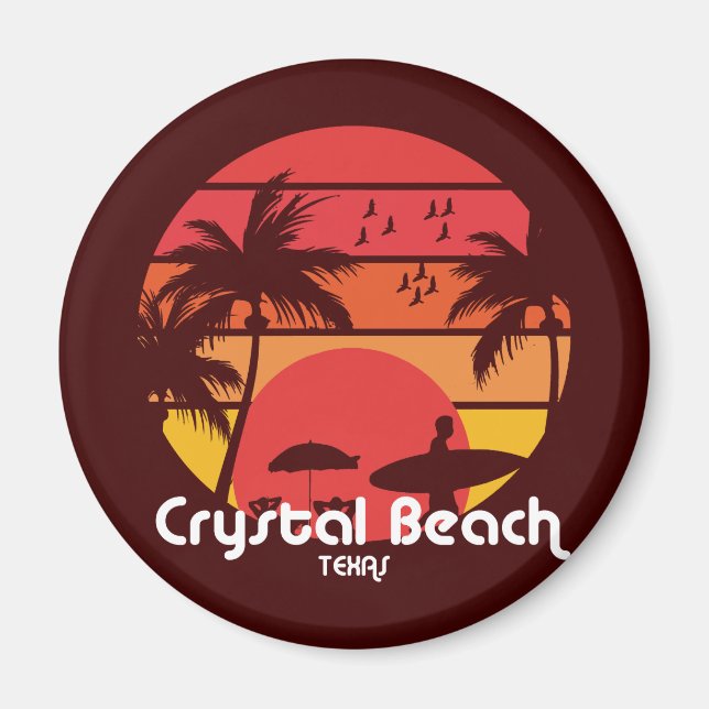 Vintage Crystal Beach Texas Magnet (Framsidan)