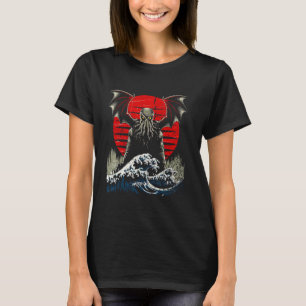 Vintage Cthulhu Den Stora Vågen vid Kanagawa Japan T Shirt