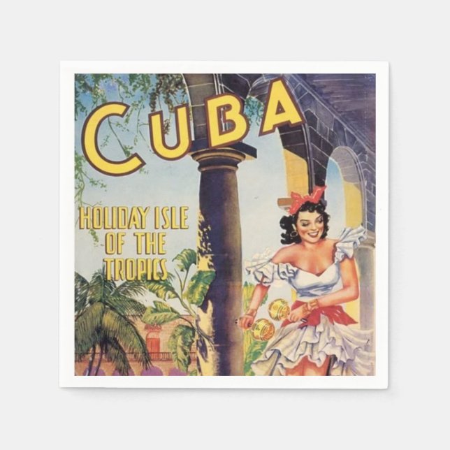 Vintage Cuba Helgdag Isle of Tropiks Pappersservett (Framsidan)