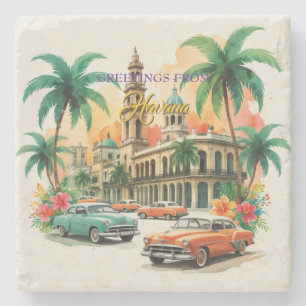 Vintage Cuba Travel - Hälsning från Havanna Stenunderlägg