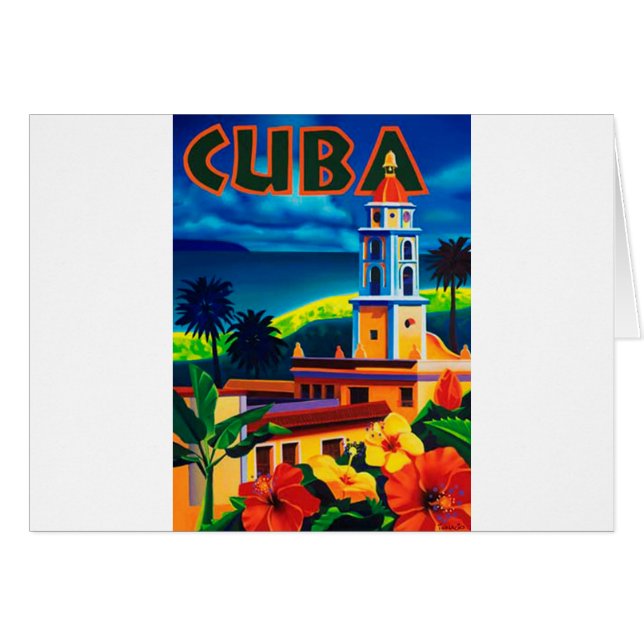 Vintage Cuba Travel Hälsningskort (Framsidan Horizontal)