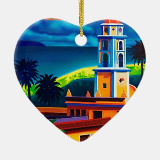 Vintage Cuba Travel Julgransprydnad Keramik (Framsidan)
