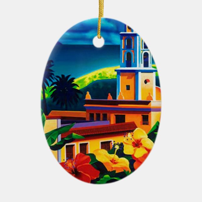 Vintage Cuba Travel Julgransprydnad Keramik (Framsidan)