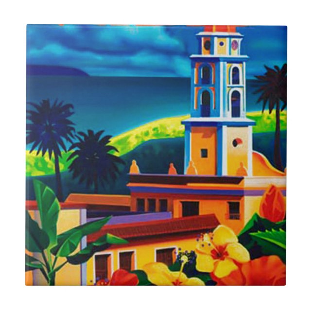 Vintage Cuba Travel Kakelplatta (Framsidan)