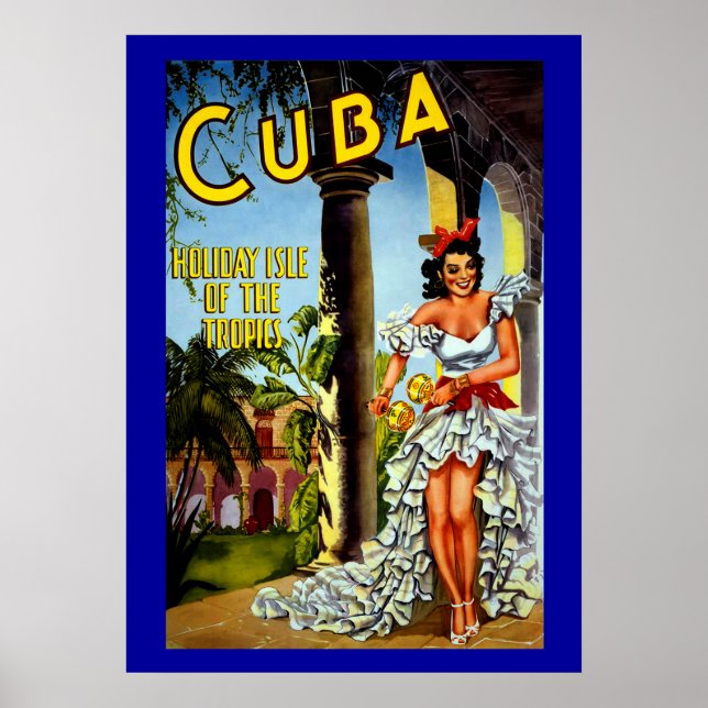 Vintage Cuban Dancer Girl Travel Poster (Framsidan)