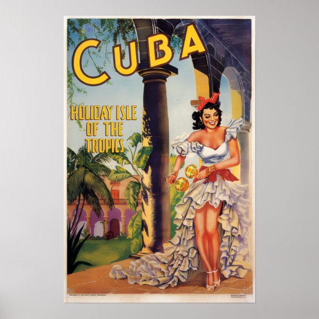 Vintage Cuban Tourist Commission Tropics Travel Poster (Framsidan)