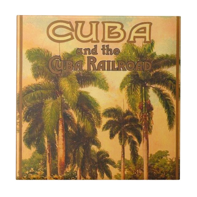 Vintage Cuban Travel - Cuba Railroad Kakelplatta (Framsidan)
