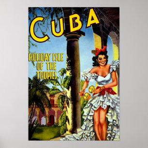 Vintage Cuban Travel Poster - Helgdag Isle Tropik