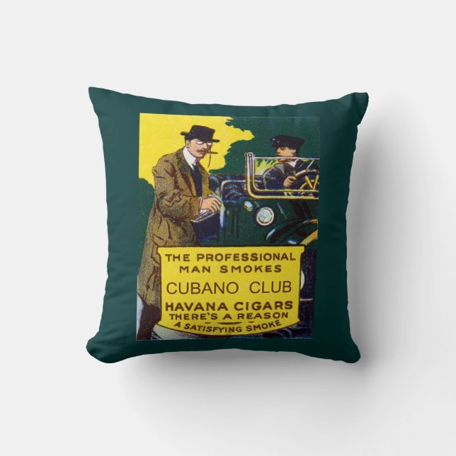 Vintage Cubano Klubb Cigars Kudde (Framsida)