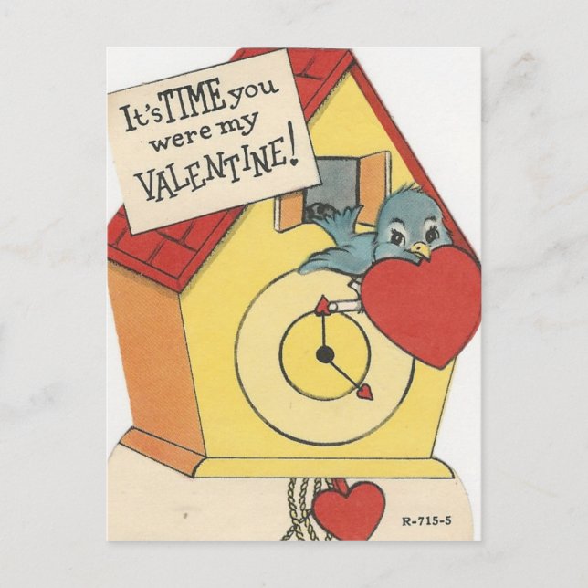 Vintage Cuckoo Valentine Helg Vykort (Framsida)