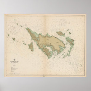 Vintage Culebra Puerto Rico Karta (1914) Poster