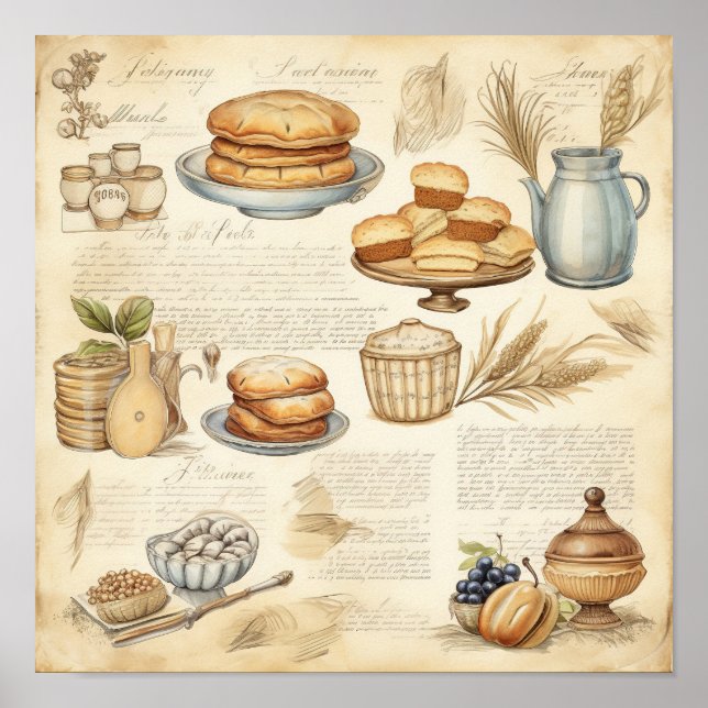 Vintage Culinary Delight Mönster Poster (Framsidan)