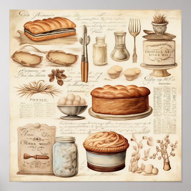 Vintage Culinary Delight Mönster Poster (Framsidan)