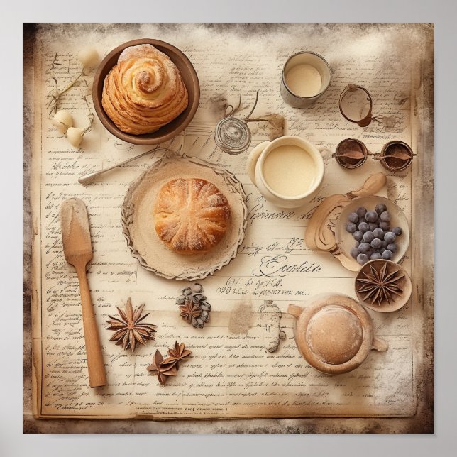 Vintage Culinary Delight Mönster Poster (Framsidan)