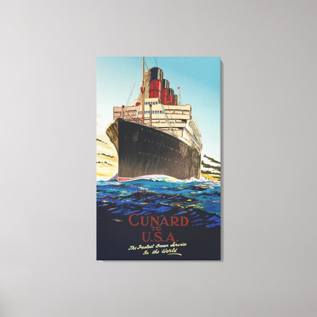 VINTAGE CUNARD AQUITANIA TRAVEL CANVASTRYCK (Framsida)