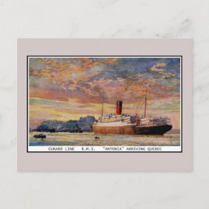 Vintage Cunard RMS Antonia i Quebec Vykort
