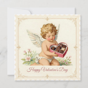 Vintage Cupid – Alla hjärtans dags stämpelstil Julkort