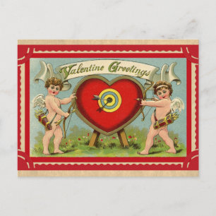 Vintage Cupid Cherub Valentines day Hälsning Vykort